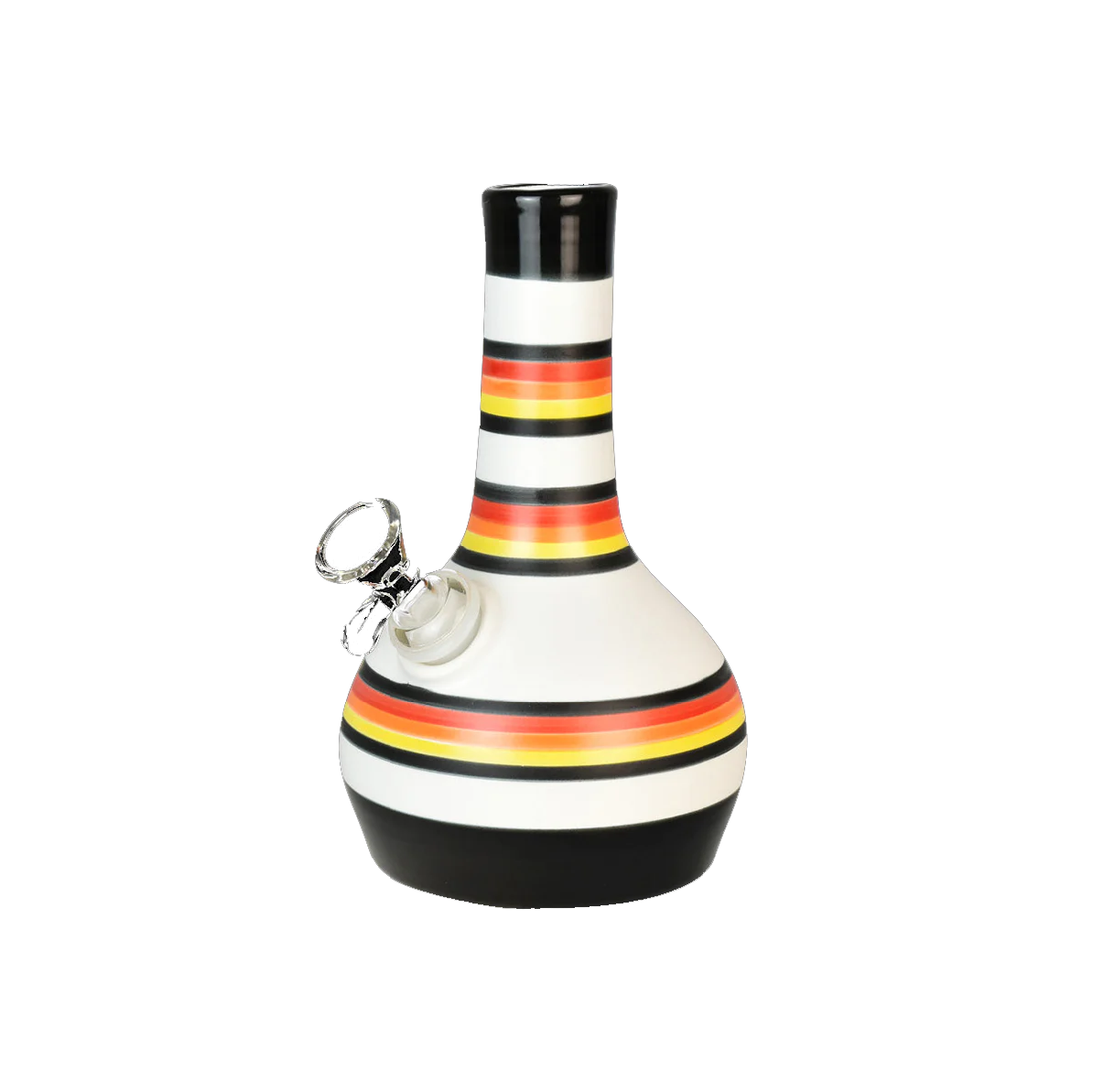 7.25 inch southwest style black red yellow orange striped ceramic bong water pipe bliss shop chicago