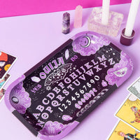 10.5 by 6.25 inch canna style metal rolling tray black and purple ouija board bliss shop chicago