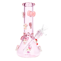 10 inch pink beaker bong with 3d girly hello kitty and pink bow charms bliss shop chicago