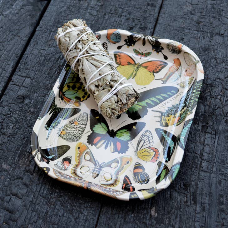 vintage style butterfly metal rolling tray bliss shop chicago
