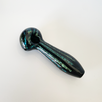 5 inch black hand pipe with green and blue dichro stripes bliss shop chicago