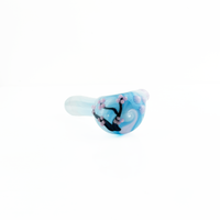 kristi conant light blue glass spoon pipe with cherry blossom detail bliss shop chicago