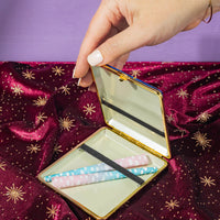 canna style 90s celestial blue joint case with gold sun and moon design bliss shop chicago