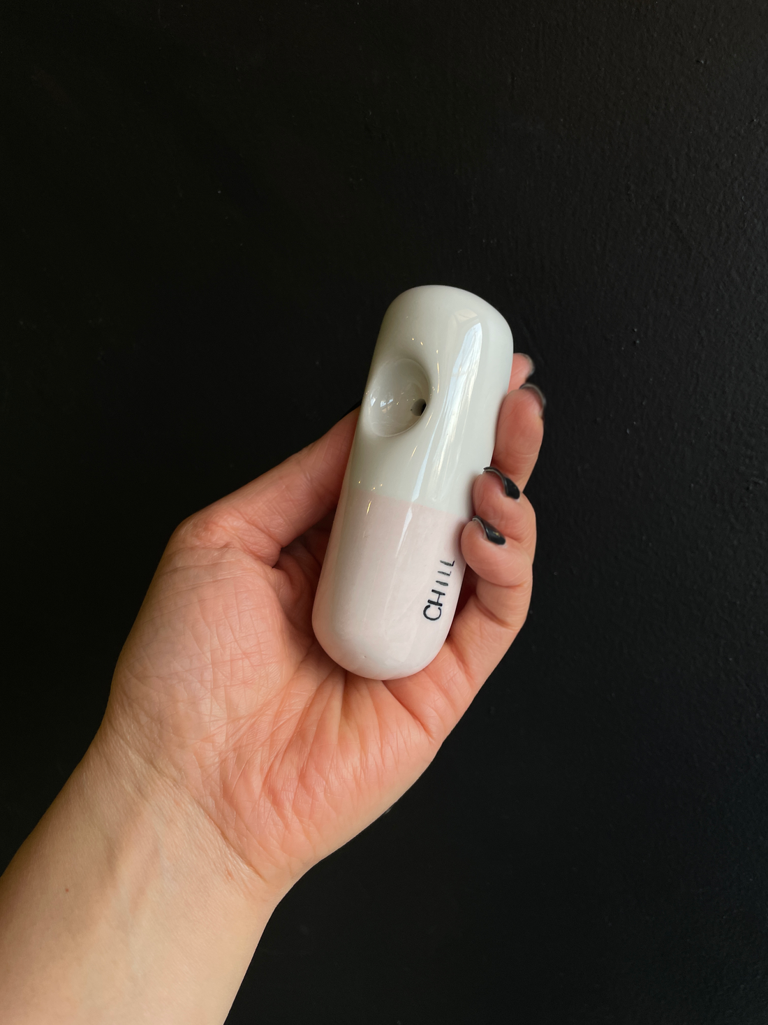 farbod ceramic pink and white chill pill pipe bliss shop chicago