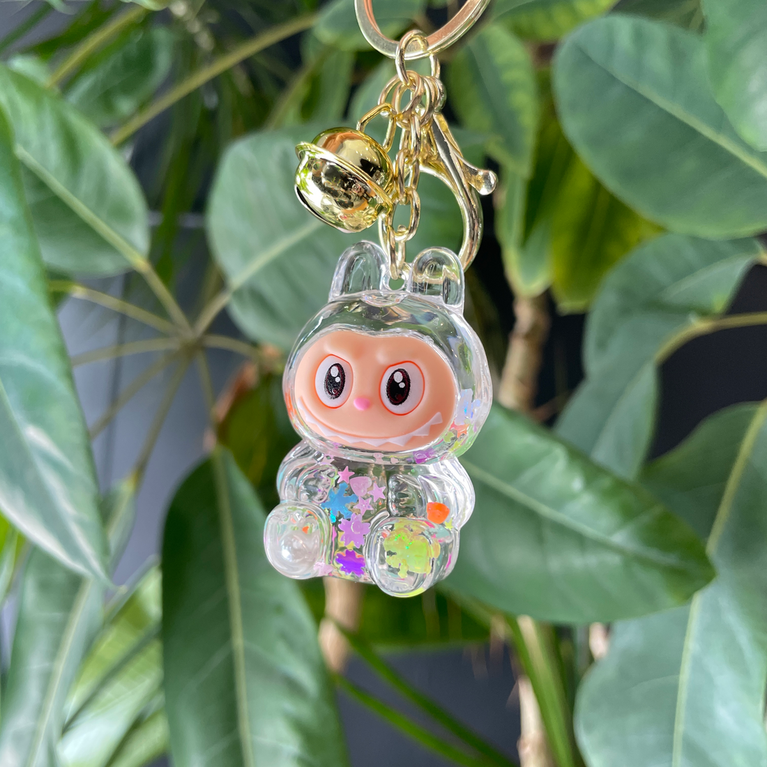acrylic clear labubu keychain and bag charm with glitter bliss shop chicago