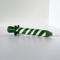 4.25 inch birthday candle design glass chillum with emerald and white swirl and emerald flared base bliss shop chicago