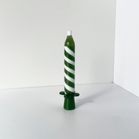 4.25 inch birthday candle design glass chillum with emerald and white swirl and emerald flared base bliss shop chicago
