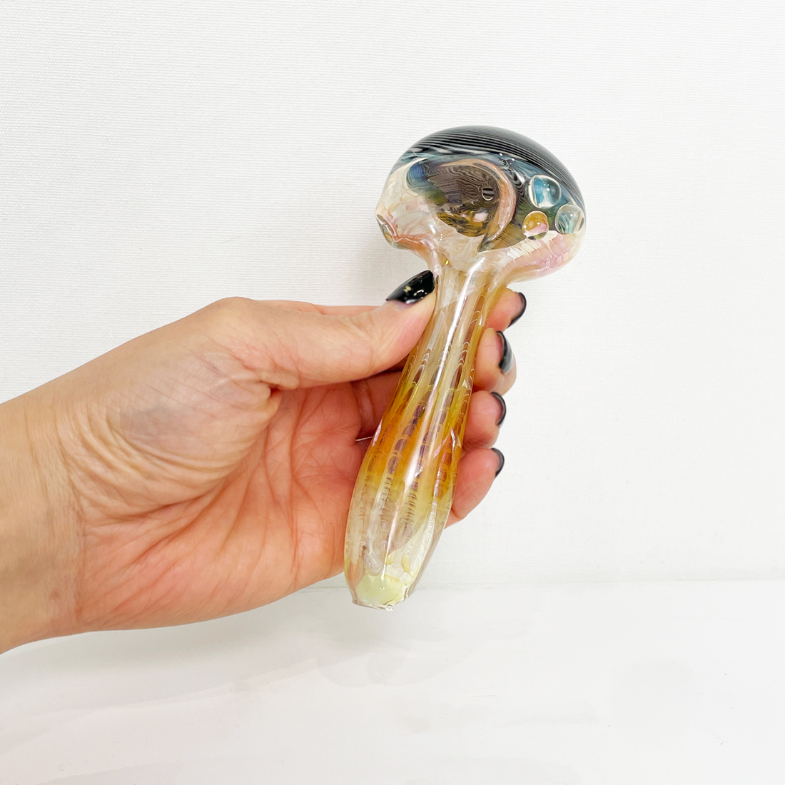 black and white linework fumed heady glass pipe bliss shop chicago