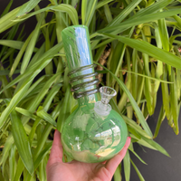 9 inch iridescent lime green soft glass bong with round base bliss shop chicago