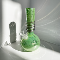 9 inch iridescent lime green soft glass bong with round base bliss shop chicago