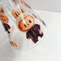 10 inch beaker bong with dark brown labubu decals all over bliss shop