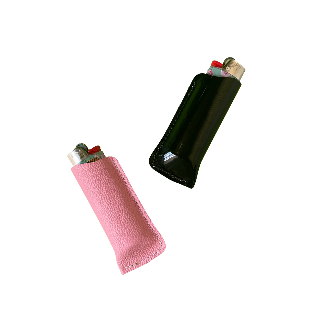 Genuine leather 3 inch Bic lighter sleeve in pink or black patent leather bliss shop chicago