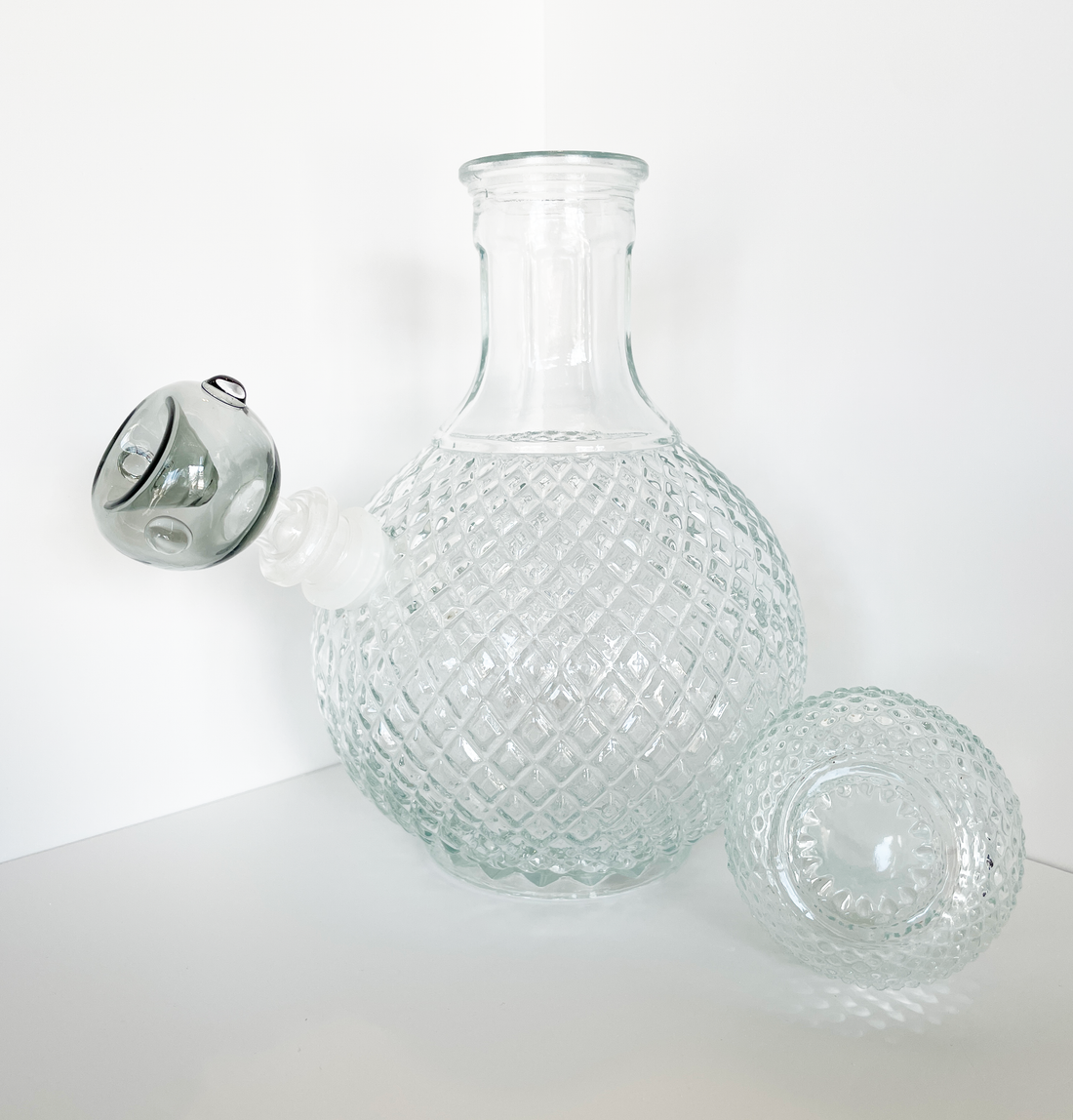 7.5 inch tall vintage style whiskey decanter bong with matching mouthpiece gasket bliss shop chicago