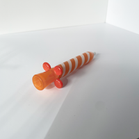 4.25 inch birthday candle design glass chillum with orange and white swirl and orange flared base bliss shop chicago