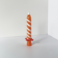 4.25 inch birthday candle design glass chillum with orange and white swirl and orange flared base bliss shop chicago