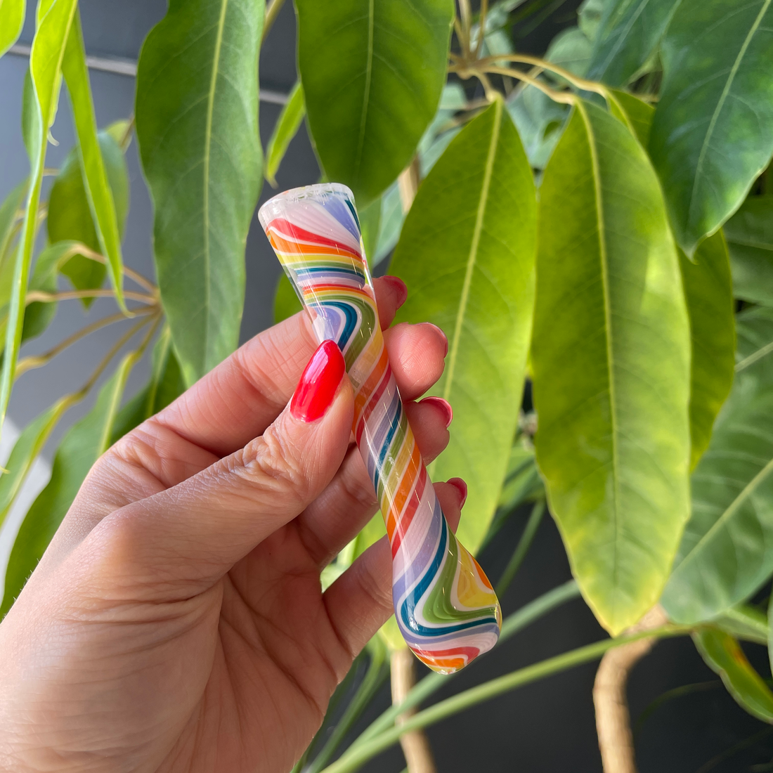 4 inch rainbow linework heady chillum bliss shop chicago