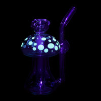 4.75" orange mushroom shaped bubbler with glow in the dark spots on mushroom cap bliss shop chicago