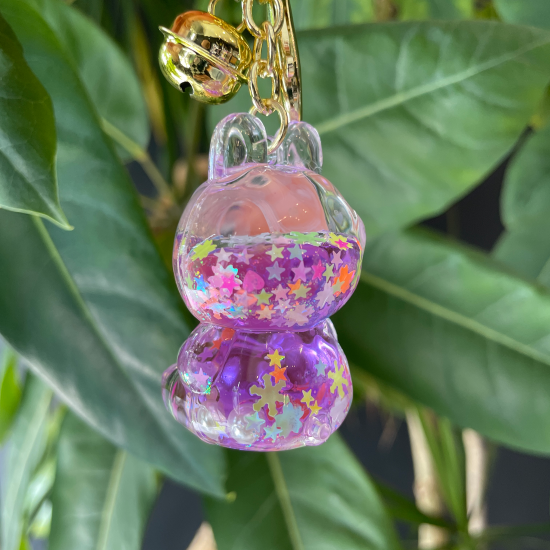 acrylic purple labubu keychain and bag charm with glitter bliss shop chicago
