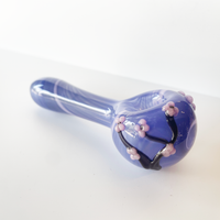 Kristi Conant 4 inch purple glass spoon hand pipe with cherry blossom detail bliss shop chicago