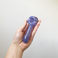 Kristi Conant 4 inch purple glass spoon hand pipe with cherry blossom detail bliss shop chicago