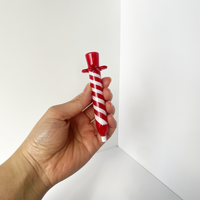 4.25 inch birthday candle design glass chillum with red and white swirl and red flared base bliss shop chicago