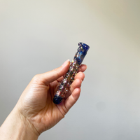 4 inch blue chillum with gold and colorful shine bliss shop chicago