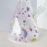 10 inch girly beaker bong with pastel colored decals of moons stars hearts bliss shop chicago