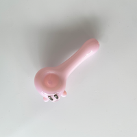 sugarmattys 3 inch pink spoon pipe with kirby face on side of bowl bliss shop chicago