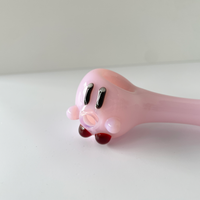 sugarmattys 3 inch pink spoon pipe with kirby face on side of bowl bliss shop chicago