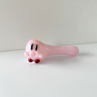 sugarmattys 3 inch pink spoon pipe with kirby face on side of bowl bliss shop chicago