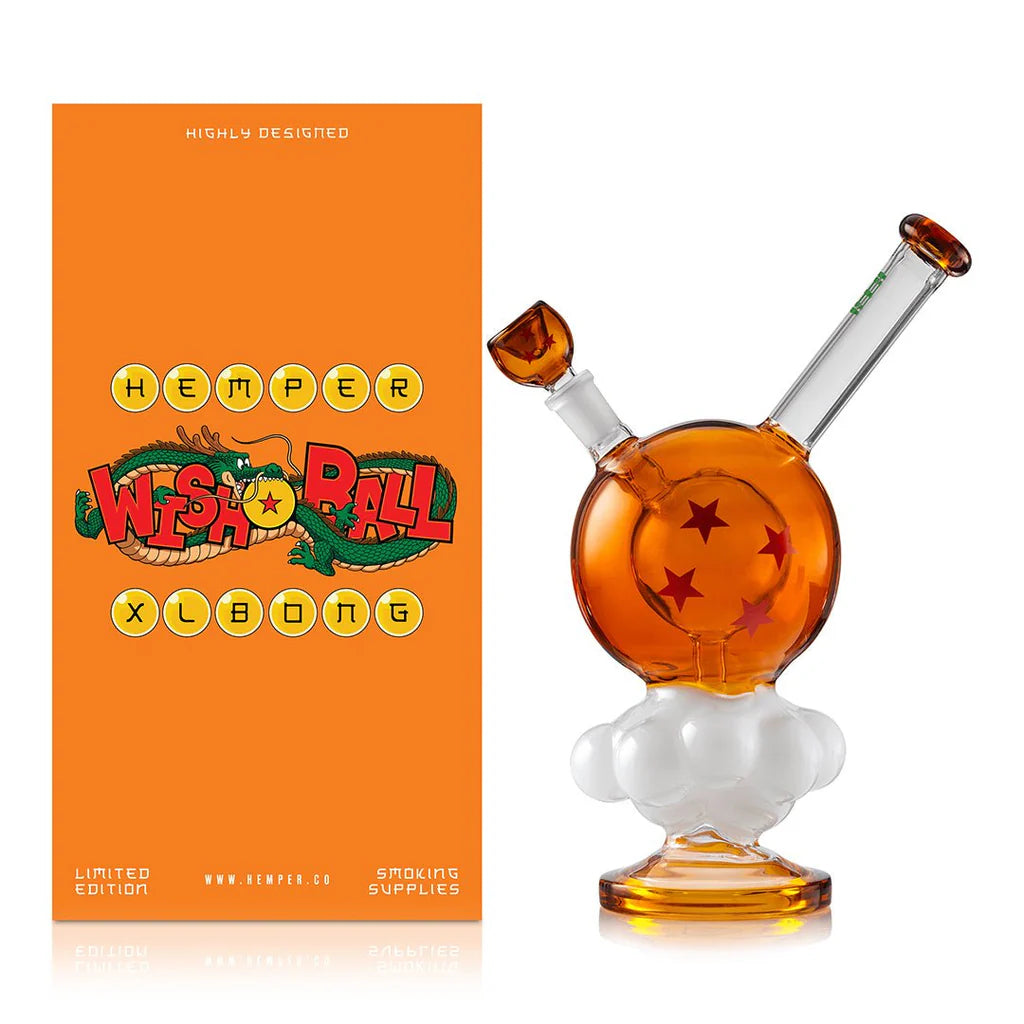 10 inch hemper dragon ball z orange wish ball bong with red stars and cloud shaped base bliss shop chicago