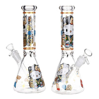 10 inch beaker bong with swagged out hello kitty cash and diamond decal design bliss shop chicago
