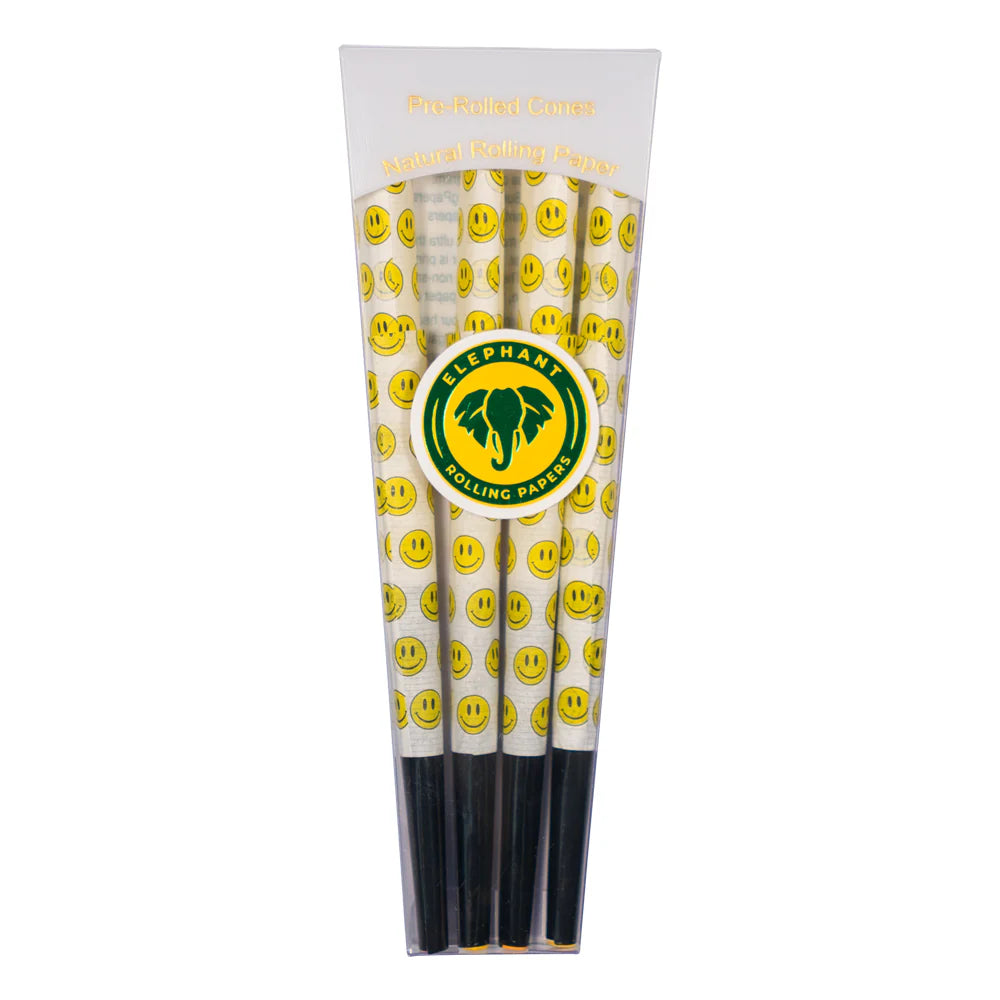 98 mm beautiful burns pre rolled cones with yellow happy face design and black tip bliss shop chicago