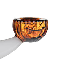 mj arsenal ecto bubbler. mini ghost shaped glass bubbler holding a pumpkin bowl bliss shop chicago