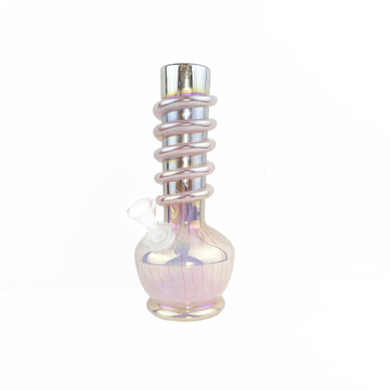 8 inch soft glass bong with pink and lavender iridescent color bliss shop chicago