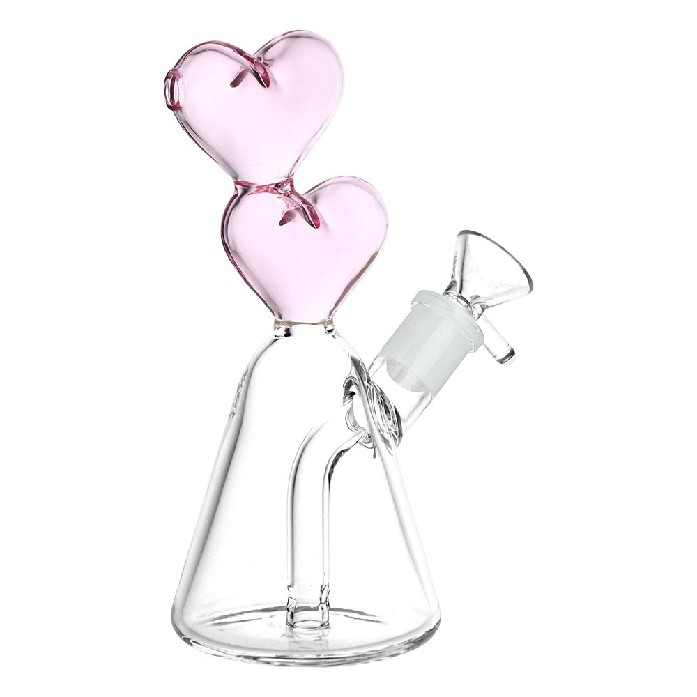 bell shaped bong with 2 pink hearts on top bliss shop chicago