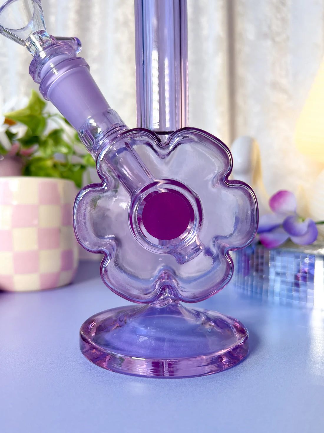 8 inch 70s style purple daisy shaped bong bliss shop chicago