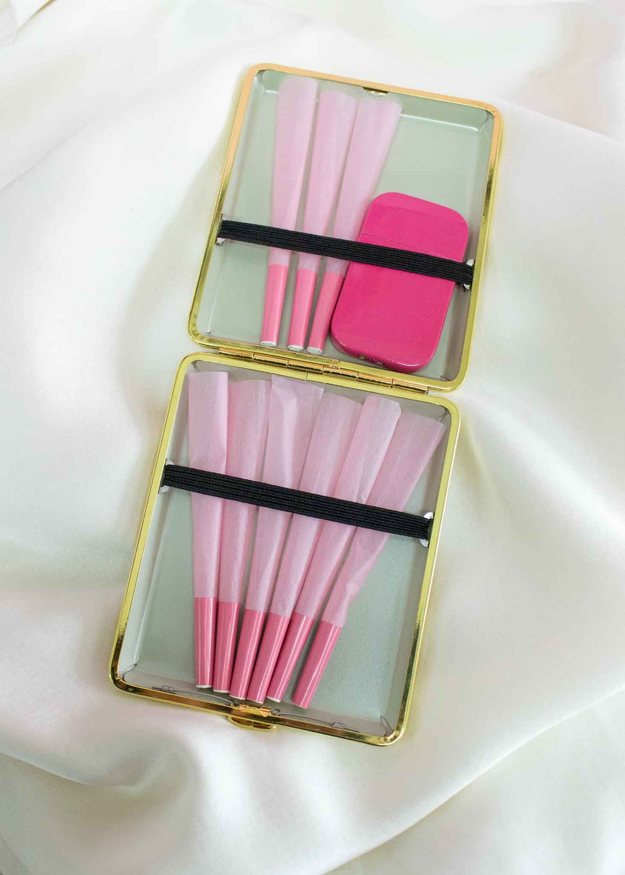 canna style  coquette white joint case with pink rosettes bliss shop chicago