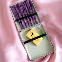 canna style high priestess joint case with a priestess sitting on throne and black cat design bliss shop chicago