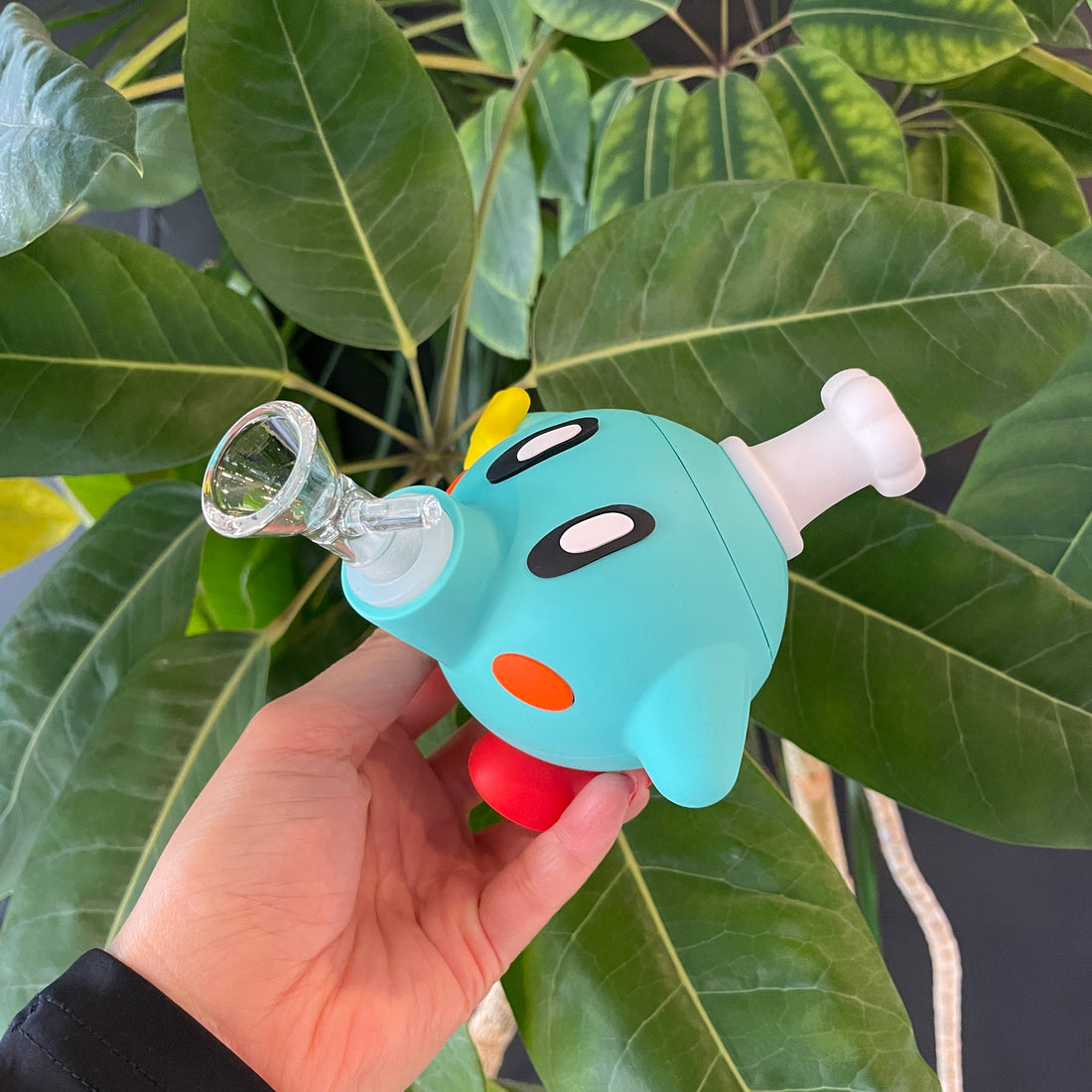 4.5" teal silicone bong super mario world bomb shape bliss shop chicago