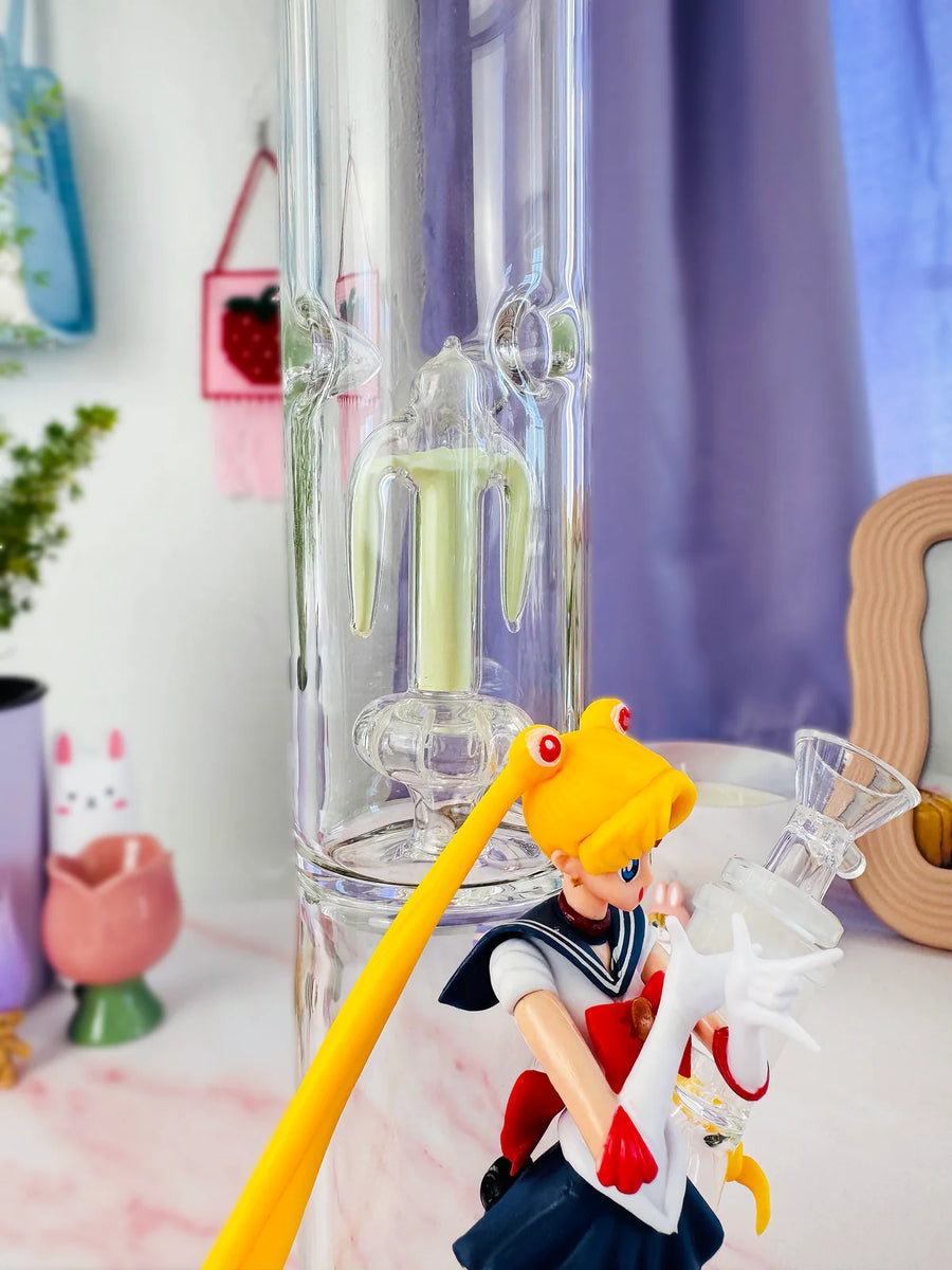 13 inch tall tube bong with 3D sailor moon character bliss shop chicago