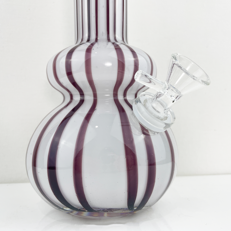 11 inch soft glass white bong with thin black stripes bliss shop chicago