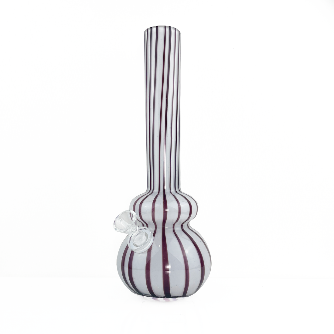 11 inch soft glass white bong with thin black stripes bliss shop chicago