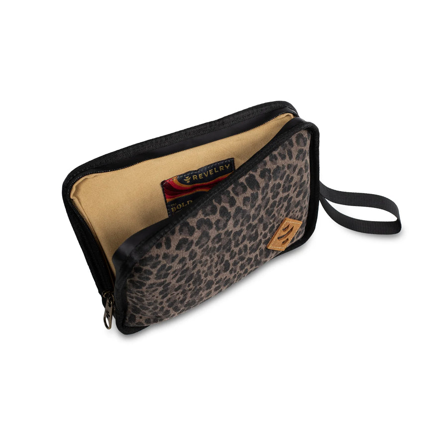 Revelry the gordo smell proof padded pouch in leopard print bliss shop chicago