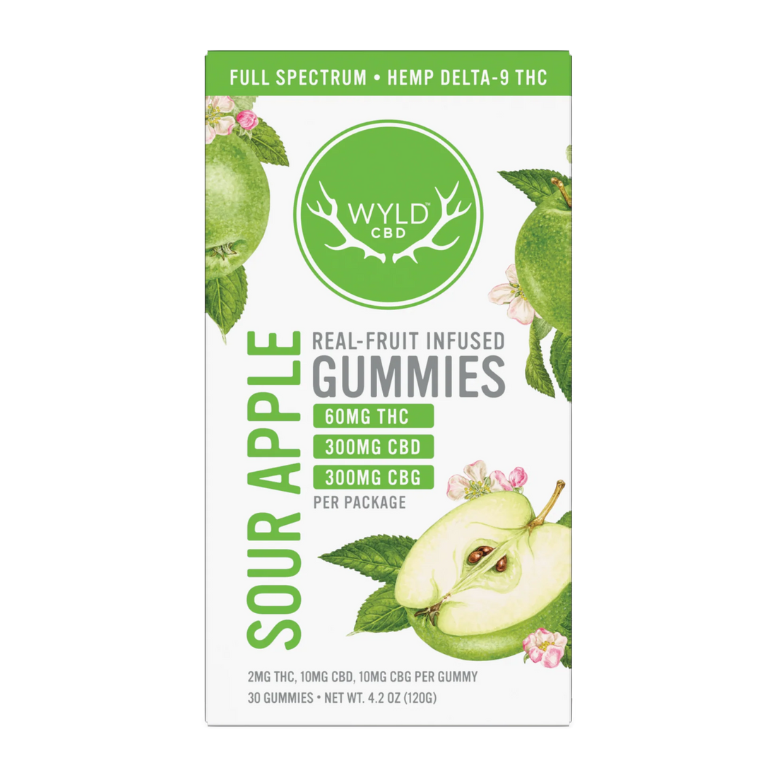 wyld hemp delta 9 thc cbd cbg sour apple gummies bliss shop chicago