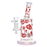 8 inch red and pink Lipstick and heart design rig bliss shop chicago