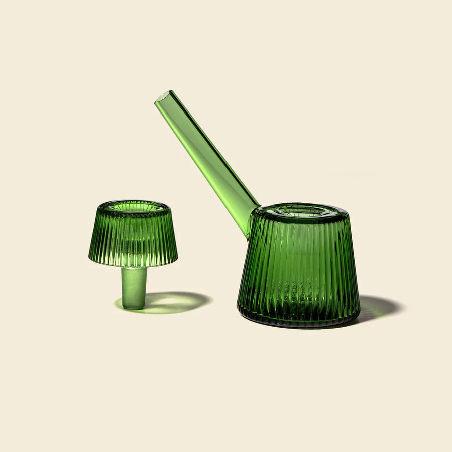 Newton Home Deco Bubbler in Emerald green art deco style glass bubbler bliss shop chicago