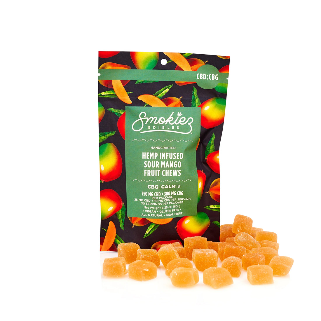 smokiez 30 piece sour mango gummies 750mg cbd 300mg cbg bliss shop chicago