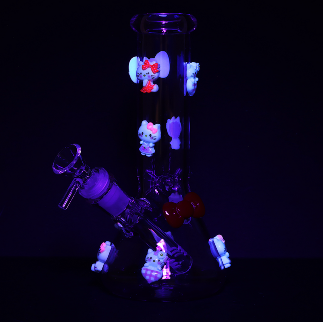 10 inch pink beaker bong with 3d girly hello kitty and pink bow charms bliss shop chicago