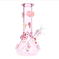 10 inch pink beaker bong with 3d girly hello kitty and pink bow charms bliss shop chicago